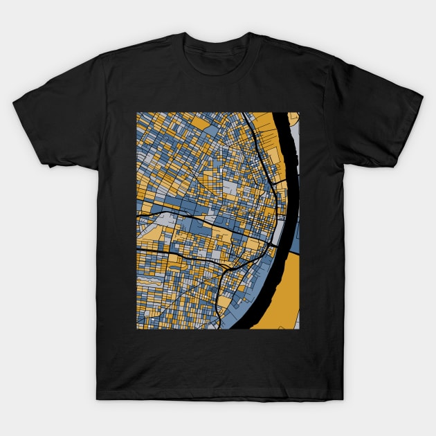 St. Louis Map Pattern in Blue & Gold T-Shirt by PatternMaps